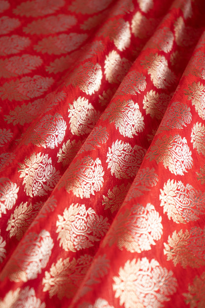 Handwoven Red Silk Fabric