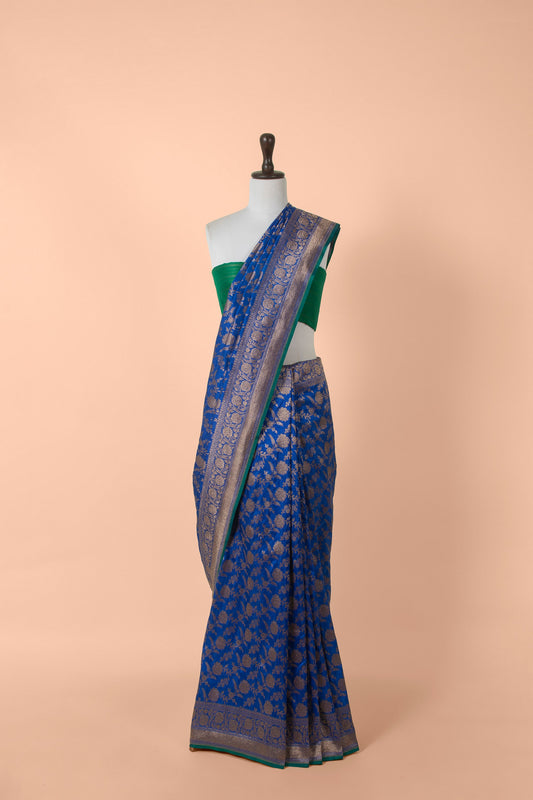 Handwoven Blue Silk Saree