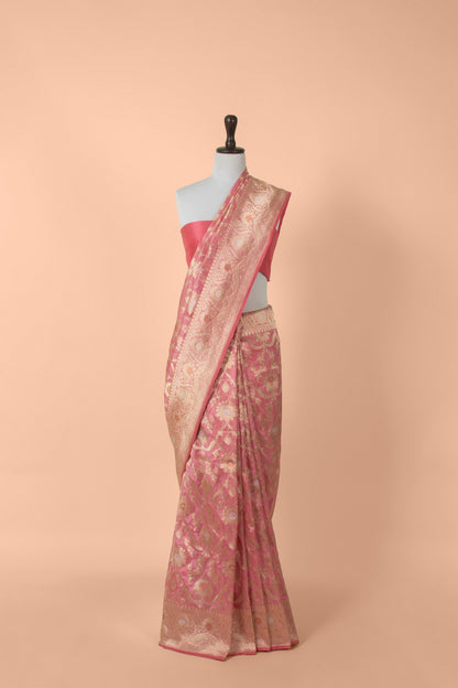 Handwoven Pink Silk Saree