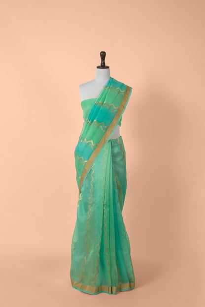 Handwoven Green Organza Saree