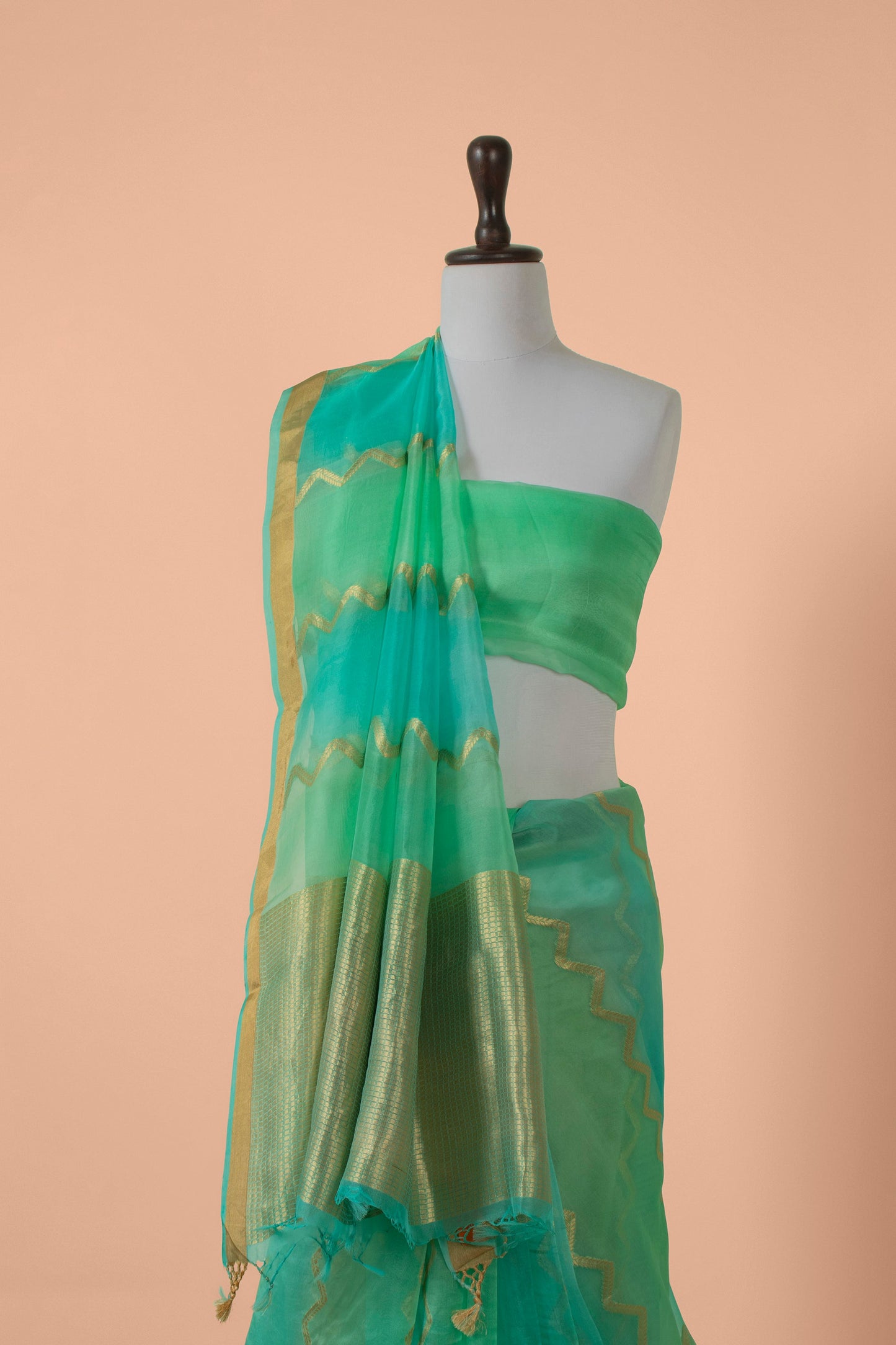 Handwoven Green Organza Saree