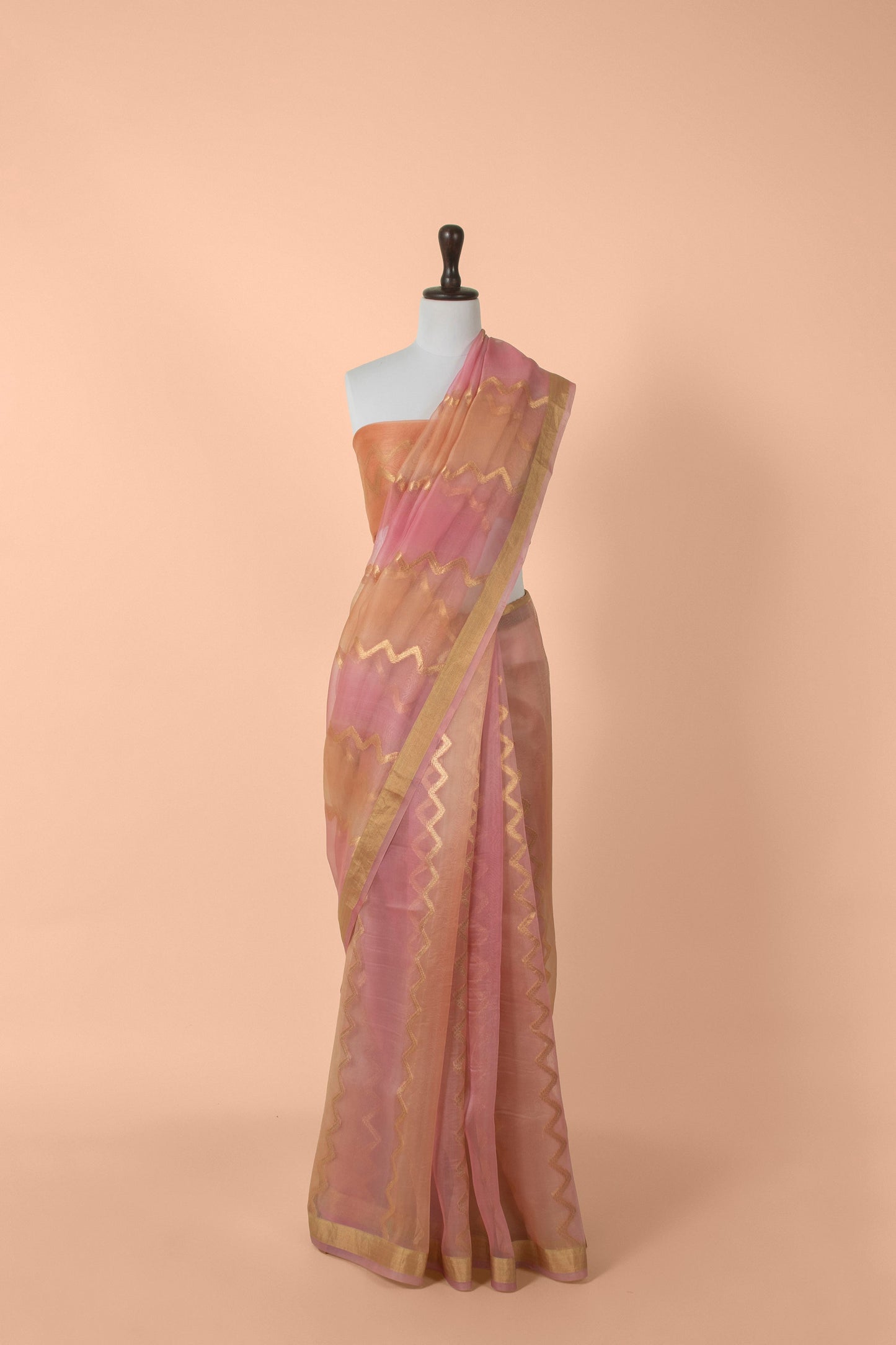 Handwoven Pink Organza Saree