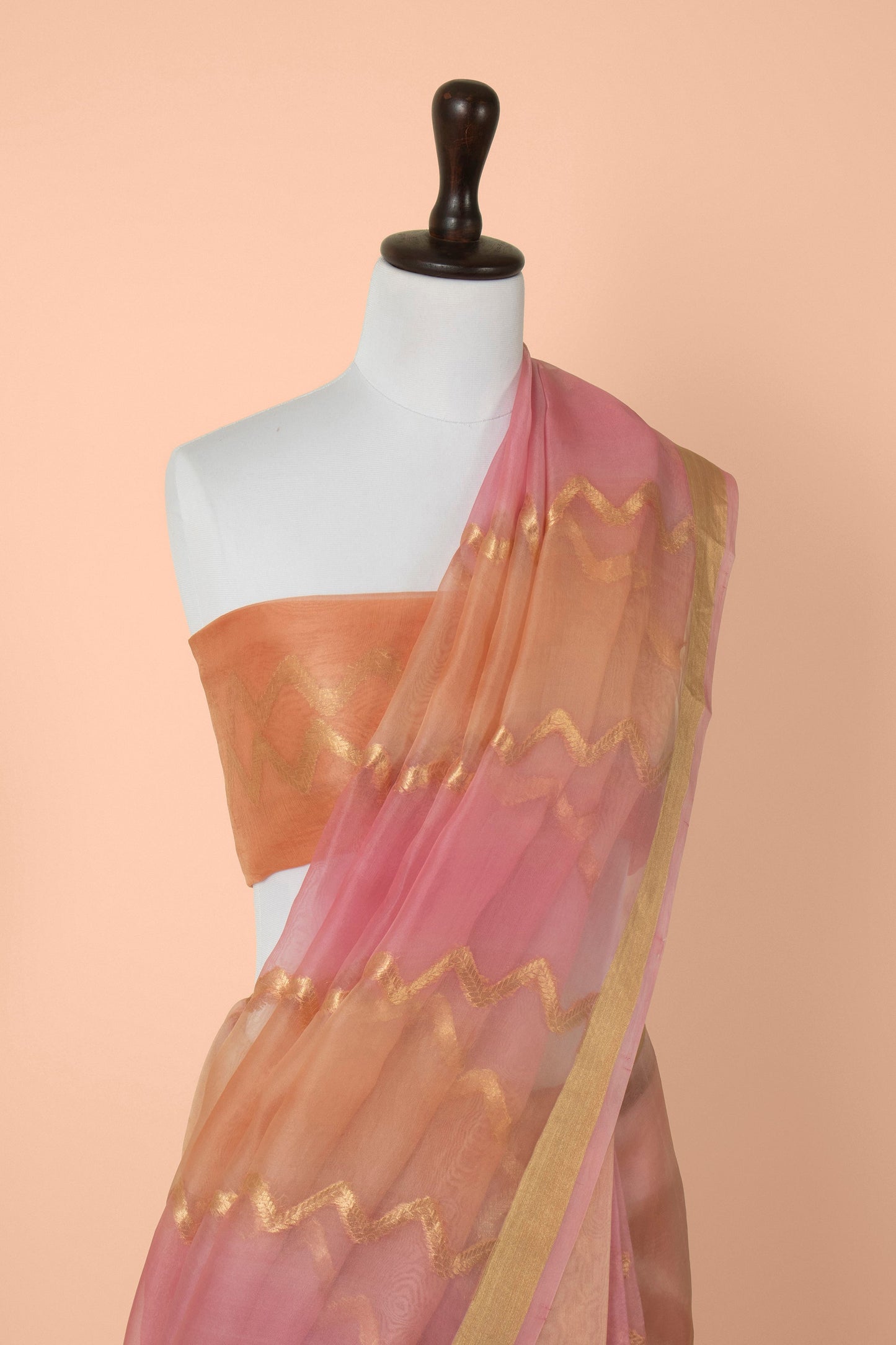 Handwoven Pink Organza Saree