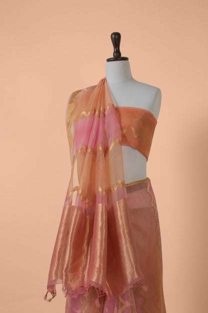 Handwoven Pink Organza Saree