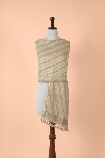 Handwoven Pink Georgette Dupatta