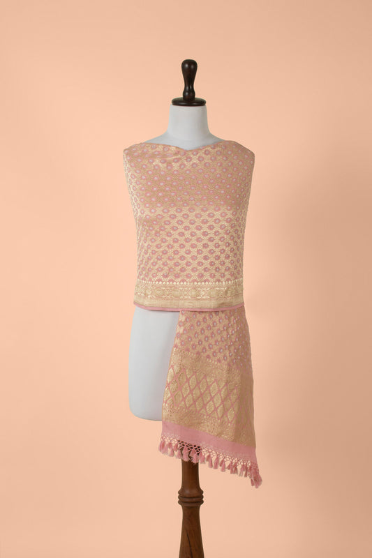 Handwoven Pink Georgette Dupatta