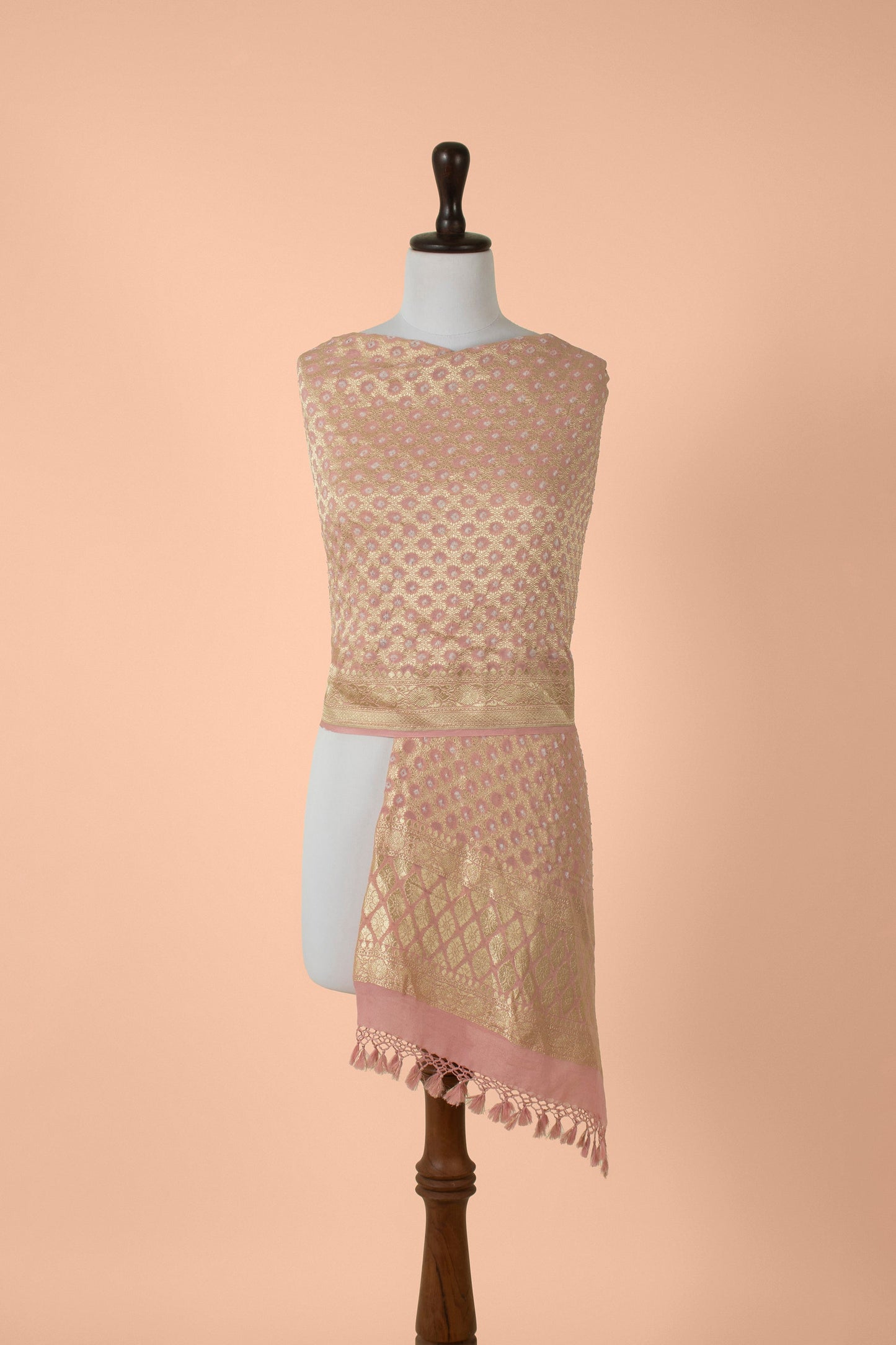 Handwoven Pink Georgette Dupatta