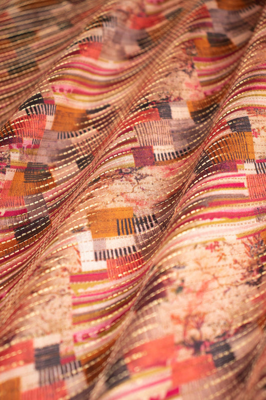 Handwoven Multicolor Chanderi Fabric