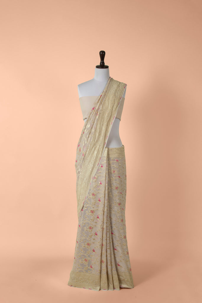 Handwoven Beige Georgette Saree