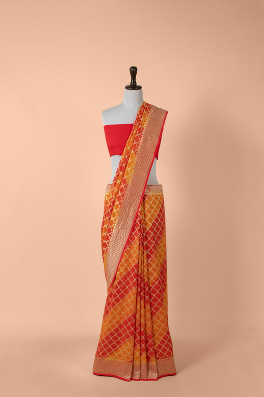 Handwoven Red Georgette Saree