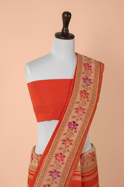 Handwoven Red Georgette Saree