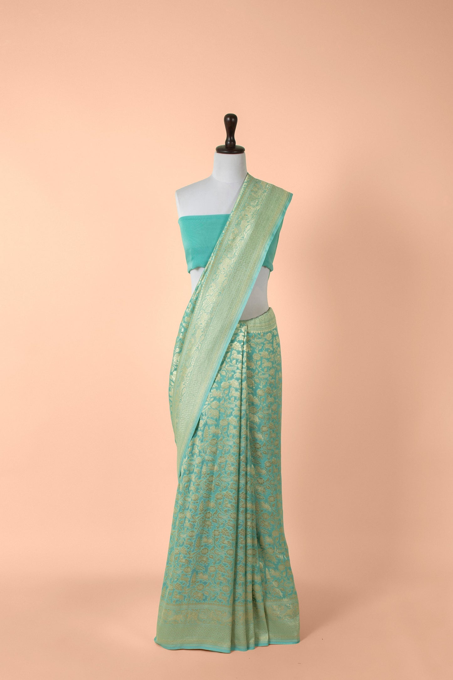 Handwoven Blue Georgette Saree