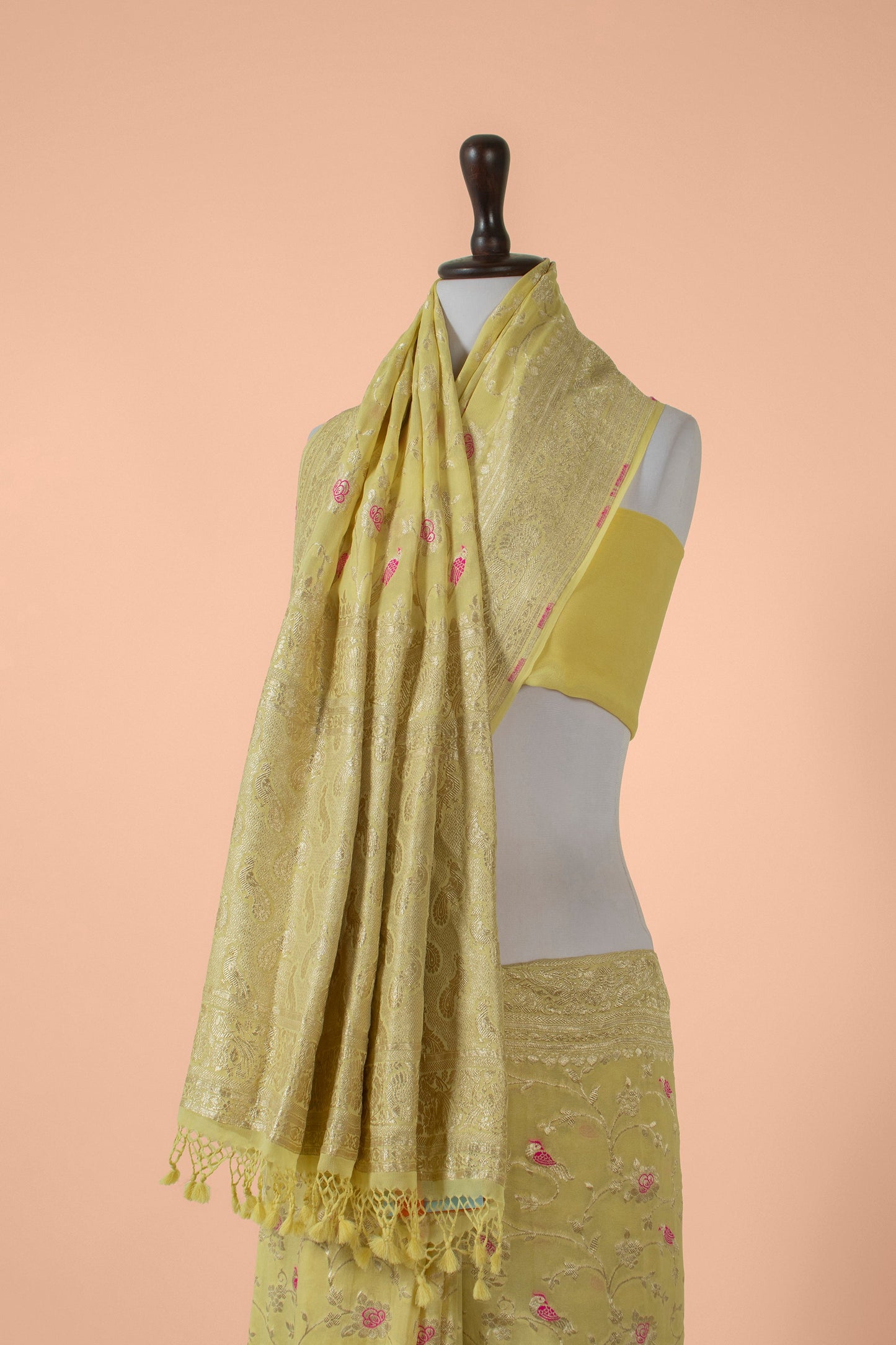 Handwoven Yellow Georgette Saree