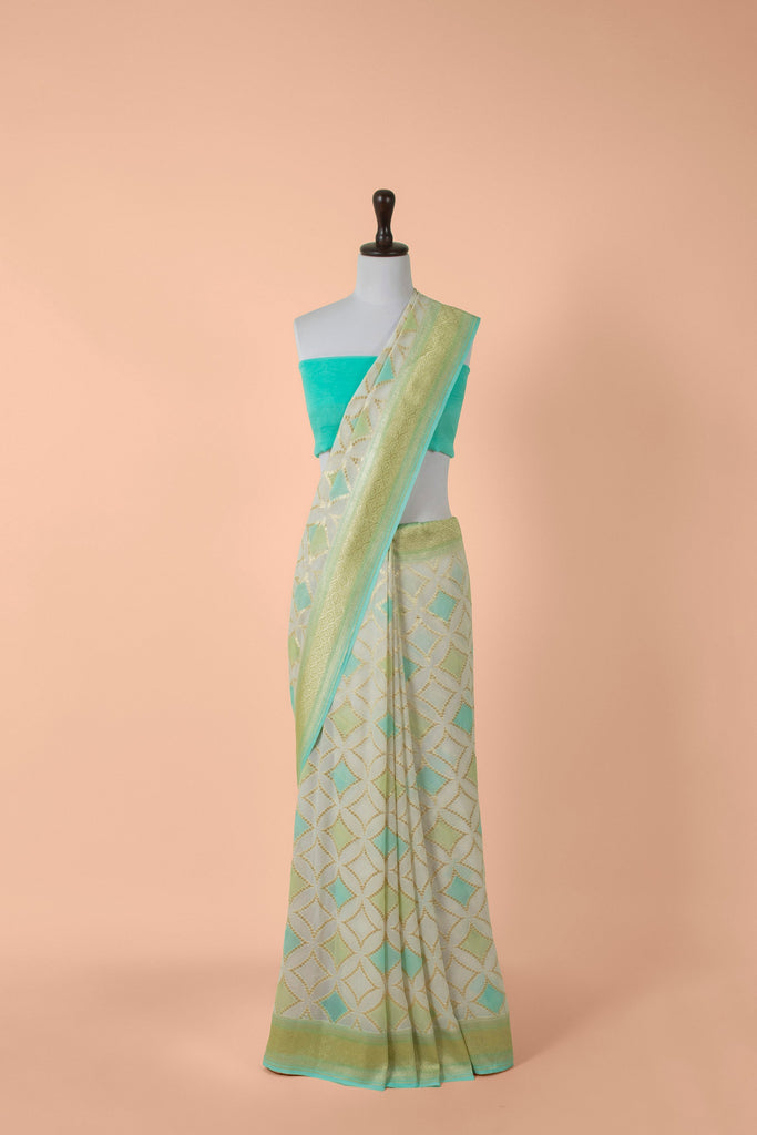 Handwoven White Georgette Saree