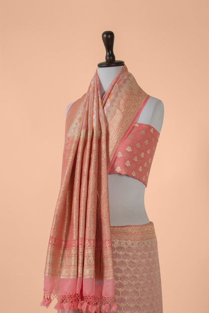 Handwoven Pink Georgette Saree