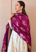 Handwoven Wine Banarasi Silk Dupatta