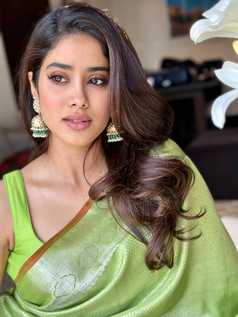 Janhvi Kapoor in Handwoven Green Kanjivaram Silk Saree