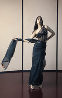 Alaya F In Handwoven Charcoal Black Organza Saree