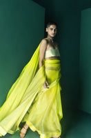 Samyuktha In Handwoven Lime Green Organza Saree