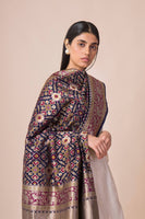 Handwoven Deep Blue Banarasi Silk Patola Dupatta