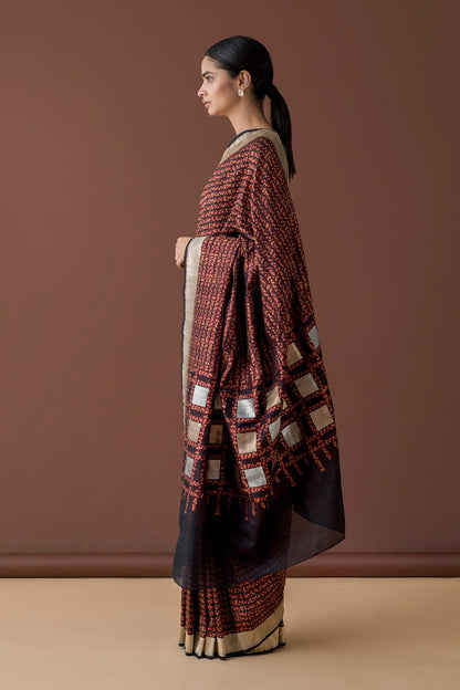 Handwoven Brown Banarasi Silk Sari