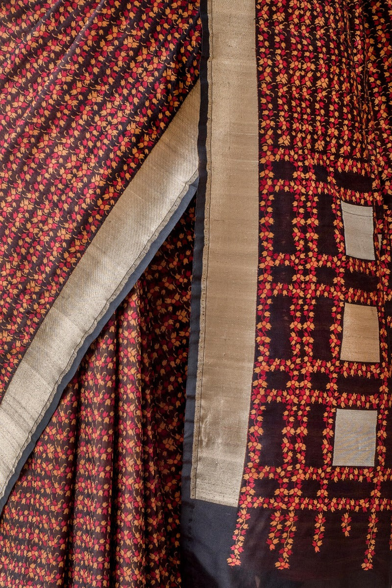 Handwoven Brown Banarasi Silk Sari