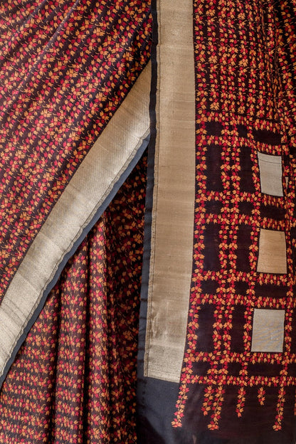 Handwoven Brown Banarasi Silk Sari