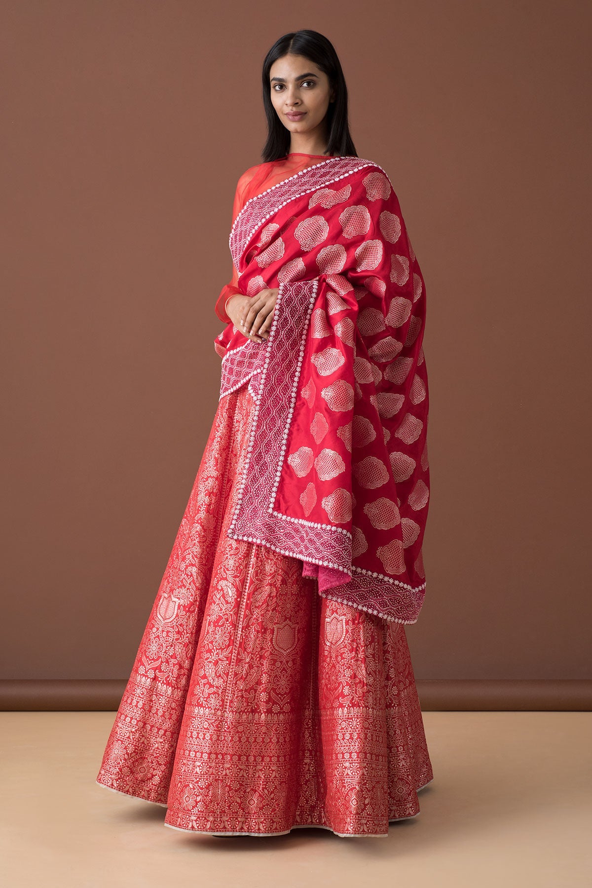 Handwoven Red Silk Dupatta (Mehfooz 2018)