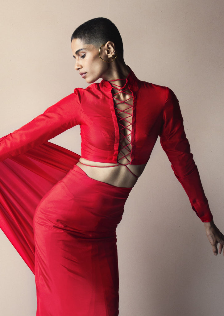 Ruby Red Tie Up Blouse